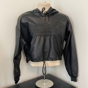 Von Dutch Cropped Leather Hoodie